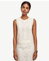 Ann Taylor Mixed Lace Shell