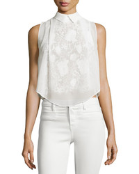 Romeo & Juliet Couture Lace Underlay Sleeveless Top White