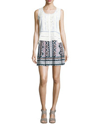 Nanette Lepore Sleeveless Lace Inset Top Ivory
