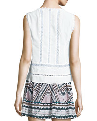Nanette Lepore Sleeveless Lace Inset Top Ivory