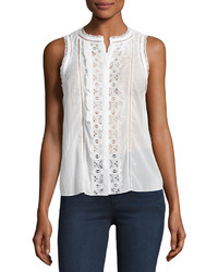 Rebecca Taylor Sleeveless Voile Lace Top