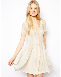 Asos Skater Dress With Lace Detail Panels