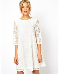 Asos Swing Dress In Lace With Half Sleeve