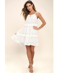 Moon River Sunrise Point Off White Lace Swing Dress