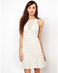Warehouse Lace Aline Swing Dress White