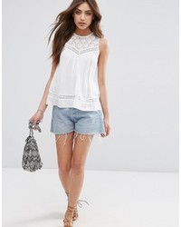 Asos Collection Sleeveless Casual Lace Insert Tee