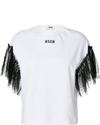 MSGM Contrast Lace Sleeves T Shirt