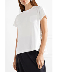 Sacai Cotton Jersey And Lace T Shirt White