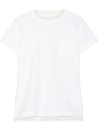 Sacai Cotton Jersey And Lace T Shirt White
