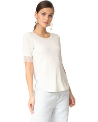 3.1 Phillip Lim Rib T Shirt With Lace Sleeve Detail