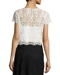 Milly Short Sleeve Lace Baby Tee White