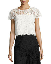 Milly Short Sleeve Lace Baby Tee White