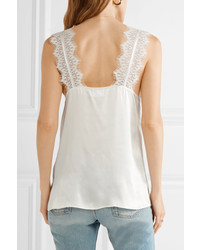 CAMI NYC Chelsea Lace Trimmed Silk Charmeuse Camisole White