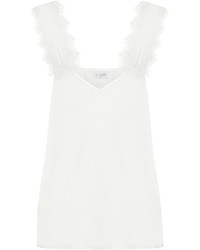 CAMI NYC Chelsea Lace Trimmed Silk Charmeuse Camisole White