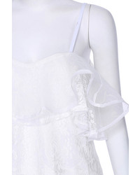 Romwe Dual Tone Crop White Lace Camisole Vest