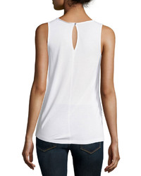 Neiman Marcus Lace Front Scoop Neck Tank White