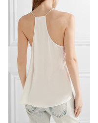 CAMI NYC Lace Trimmed Silk Charmeuse Camisole White