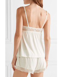 Eberjey Noor Lace Trimmed Stretch Modal Jersey Camisole Ivory
