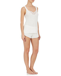 Skin Lace Trimmed Ribbed Pima Cotton Tank