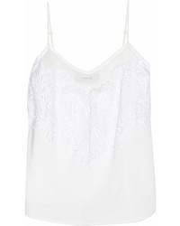 Lover Vee Vee Lace And Silk Paneled Jersey Camisole