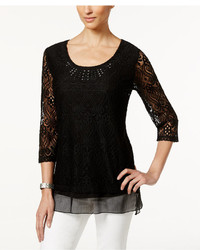 JM Collection Embellished Crochet Lace Chiffon Trim Tunic Top Only At Macys