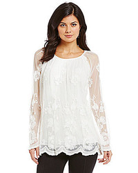 M Made In Italy M Made In Italy White Lace Tunic