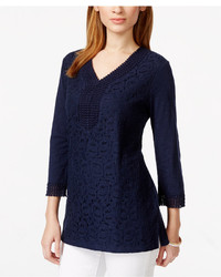 JM Collection Three Quarter Sleeve Lace Front Tunic Only At Macys