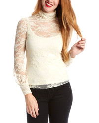 Of Two Minds Ivory Lace Turtleneck