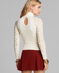 Free People Top Lace And Rib