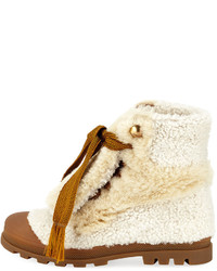 Chloé Chloe Parker Shearling Fur Lace Up Ankle Boot