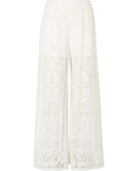 Dolce & Gabbana Crocheted Cotton Blend Lace Wide Leg Pants