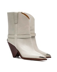 Isabel Marant Chalk Lamsy 90 Leather Ankle Boots