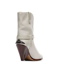 Isabel Marant Chalk Lamsy 90 Leather Ankle Boots