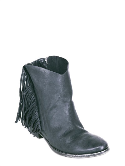 Cinzia Araia 60mm Leather Fringe Ankle Boots 615 LUISAVIAROMA