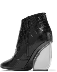 Maison Margiela Croc Effect Leather Ankle Boots