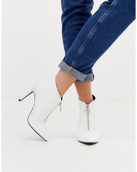 New Look Heeled Shoe Boot With Zip In White