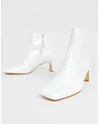 Mango Leather Ankle Boot In White