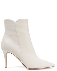 Gianvito Rossi Levy 85 Leather Ankle Boots Off White