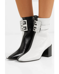 Givenchy Logo Embellished Two Tone Leather Ankle Boots