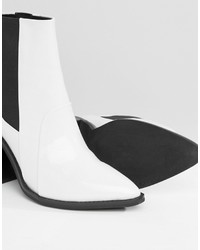 Sol Sana Lori White Patent Leather Heeled Ankle Boots