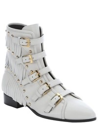 Giuseppe Zanotti Off White Leather Studded Jeti Ankle Boots