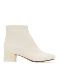 MM6 MAISON MARGIELA Off White Low Heel Ankle Boots