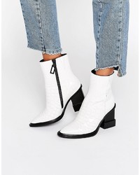 Kat Maconie Paloma White Croc Leather Heeled Ankle Boots