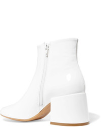 white patent leather ankle boots