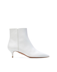Women's White Leather Ankle Boots by 