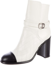 Chanel Quilted Cap Toe Ankle Boots