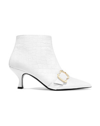 Erdem Sienna Croc Effect Glossed Leather Ankle Boots