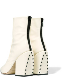 Petar Petrov Solar Studded Patent Leather Ankle Boots White