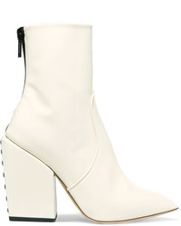 Petar Petrov Solar Studded Patent Leather Ankle Boots White