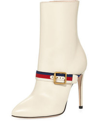 Gucci Sylvie Stripe Leather Ankle Boot